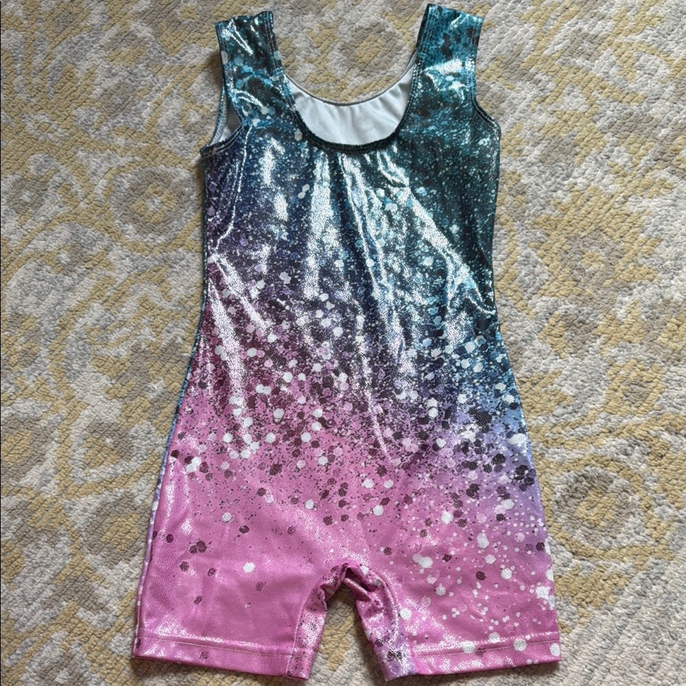 Sparkly Pink and Blue Gradient Leotard